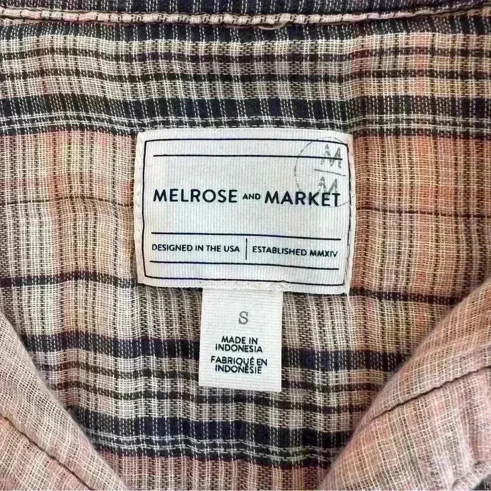 Melrose and Market Women’s Long Sleeve Plaid Pink Shirt Size Small - Picture 10 of 11